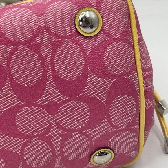 Coach Women’s Signature Carryall Bag – Yellow/Pink – Style F22908 - Picture 7 of 16